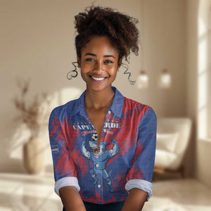 Custom Cape Verde Football Women Casual Shirt Blue Sharks - Pride of the Islands - African Pride