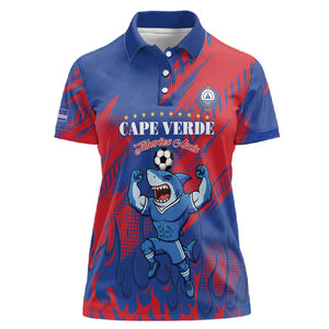 Custom Cape Verde Football Women Polo Shirt Blue Sharks - Pride of the Islands - African Pride