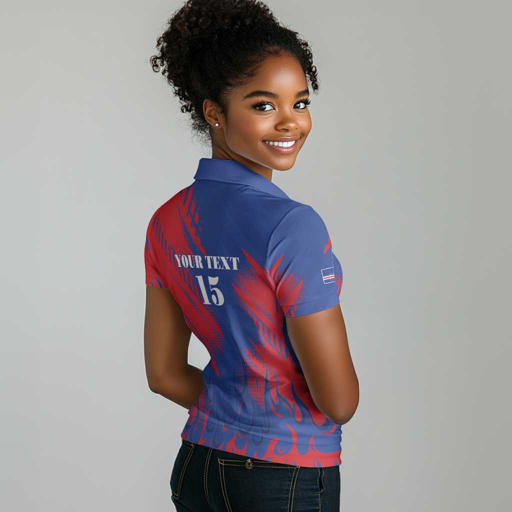 Custom Cape Verde Football Women Polo Shirt Blue Sharks - Pride of the Islands - African Pride
