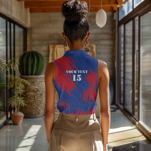 Custom Cape Verde Football Women Sleeveless Polo Shirt Blue Sharks - Pride of the Islands - African Pride