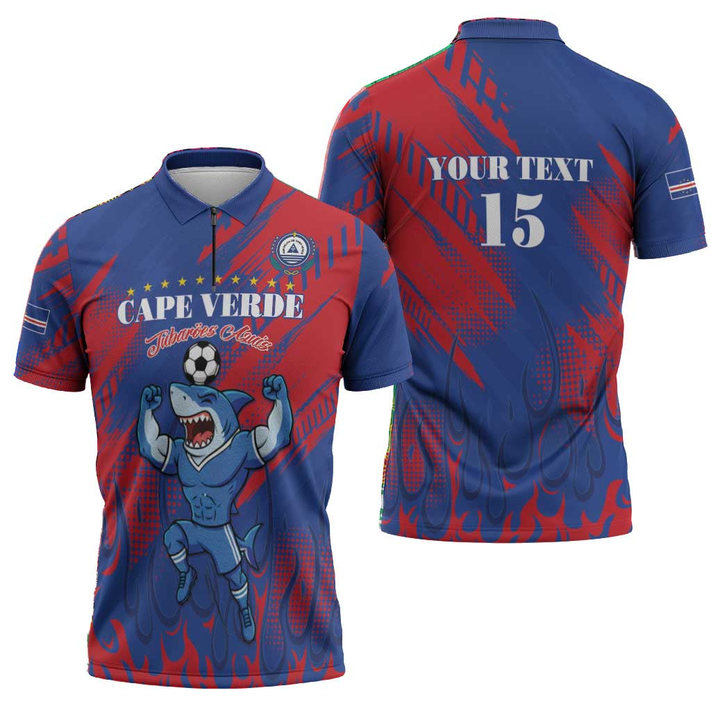 Custom Cape Verde Football Zipper Polo Shirt One Team One Victory