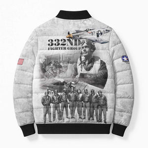 Red Tails Aviators Bomber Puffer Jacket WWII Heroes Tribute Retro Style