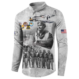 Red Tails Aviators Button Sweatshirt WWII Heroes Tribute Retro Style