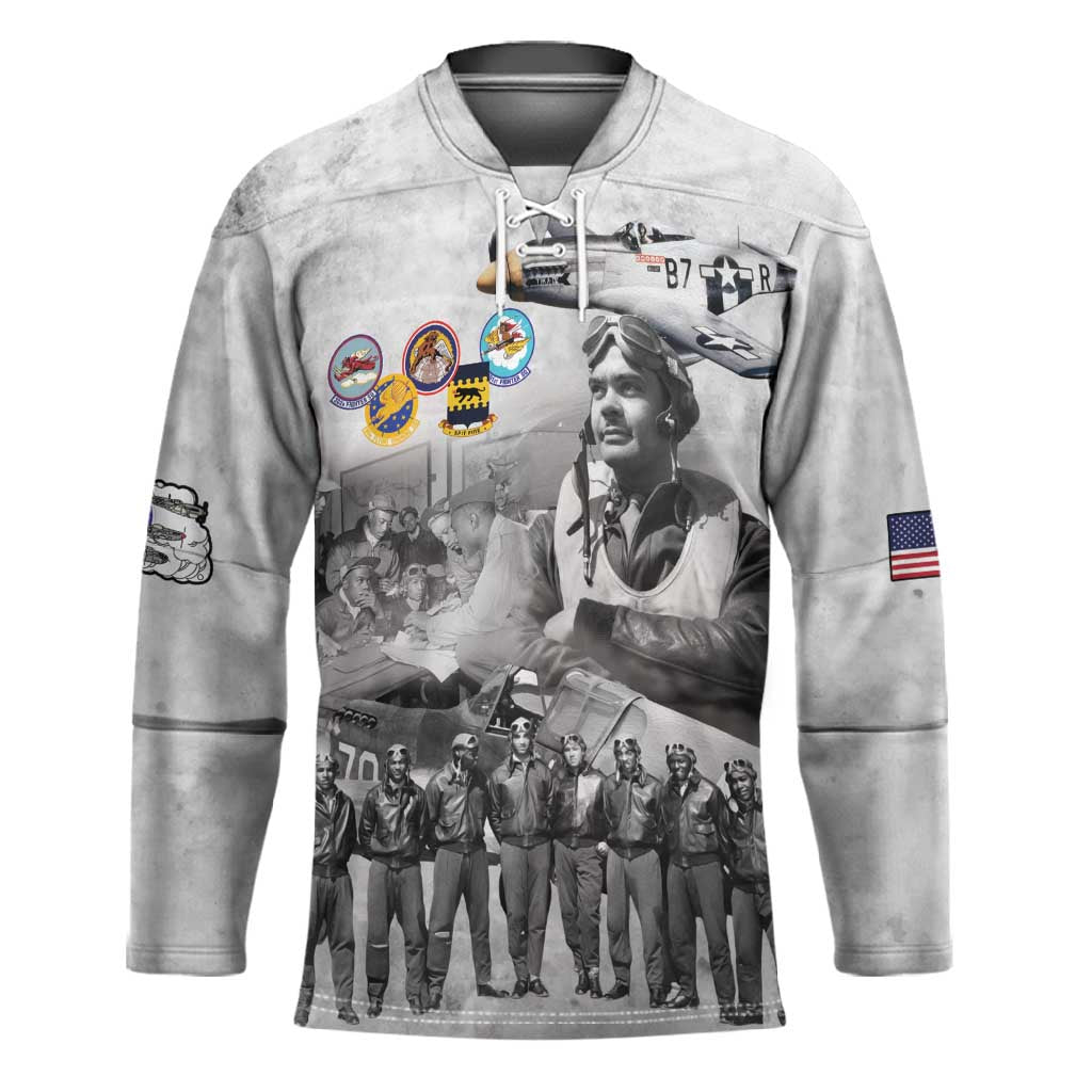 Red Tails Aviators Hockey Jersey WWII Heroes Tribute Retro Style