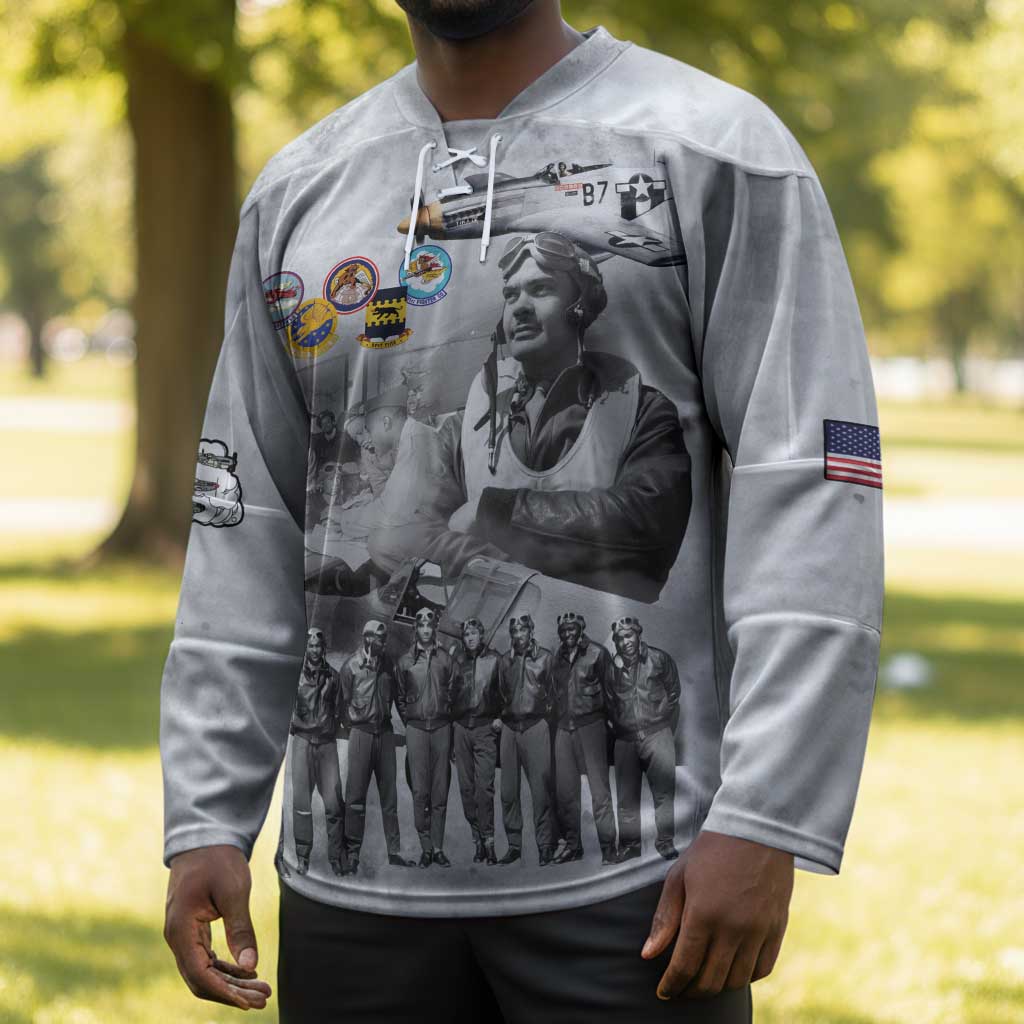 Red Tails Aviators Hockey Jersey WWII Heroes Tribute Retro Style