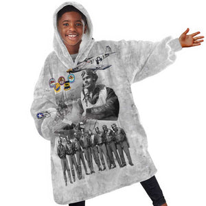 Legends of the Red Tails Kid Wearable Blanket Hoodie Freedom Flyers Retro Style - African Pride