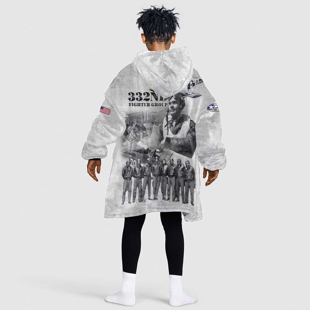 Legends of the Red Tails Kid Wearable Blanket Hoodie Freedom Flyers Retro Style - African Pride