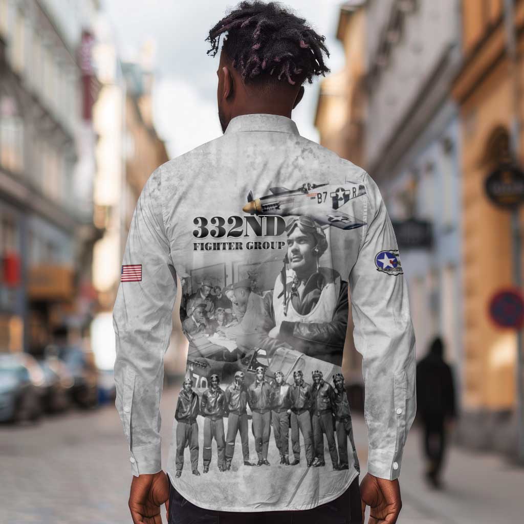 Legends of the Red Tails Long Sleeve Button Shirt Freedom Flyers Retro Style - African Pride