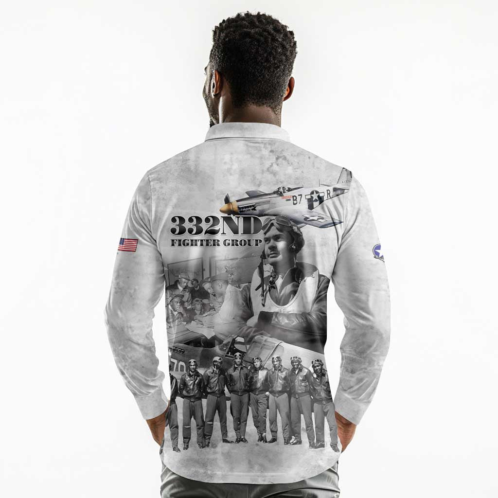 Legends of the Red Tails Long Sleeve Polo Shirt Freedom Flyers Retro Style - African Pride