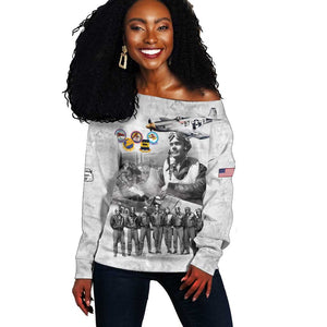Legends of the Red Tails Off Shoulder Sweater Freedom Flyers Retro Style - African Pride