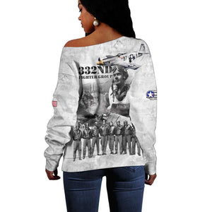 Legends of the Red Tails Off Shoulder Sweater Freedom Flyers Retro Style - African Pride