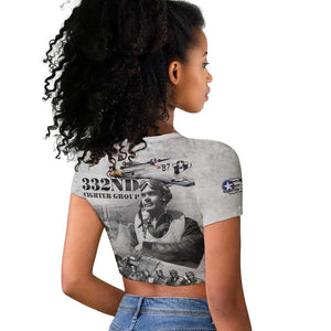 Legends of the Red Tails Raglan Cropped T shirt Freedom Flyers Retro Style - African Pride