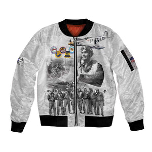 Legends of the Red Tails Sleeve Zip Bomber Jacket Freedom Flyers Retro Style - African Pride