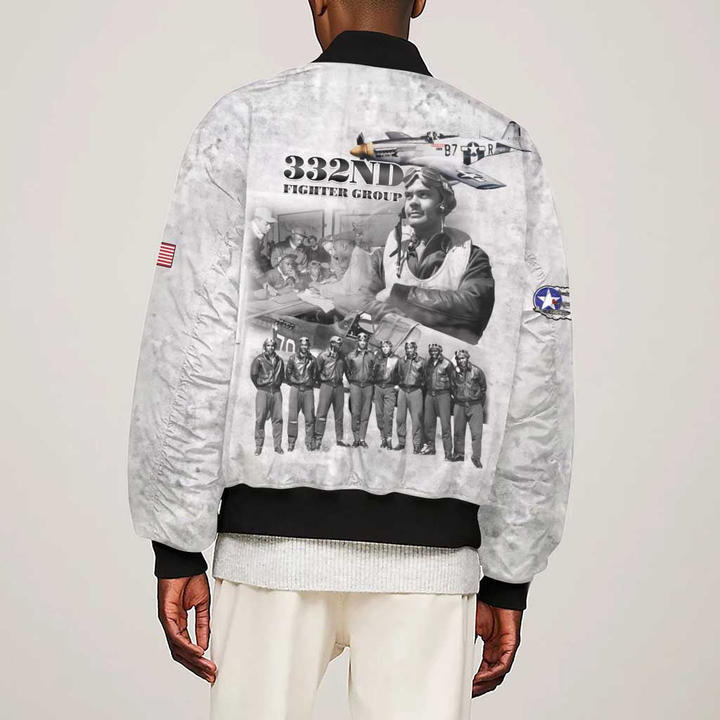 Legends of the Red Tails Sleeve Zip Bomber Jacket Freedom Flyers Retro Style - African Pride