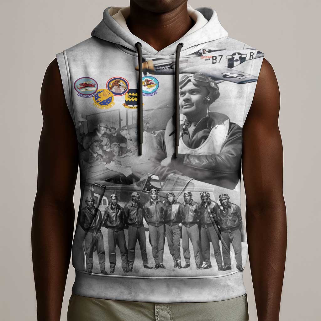 Legends of the Red Tails Sleeveless Hoodie Freedom Flyers Retro Style - African Pride