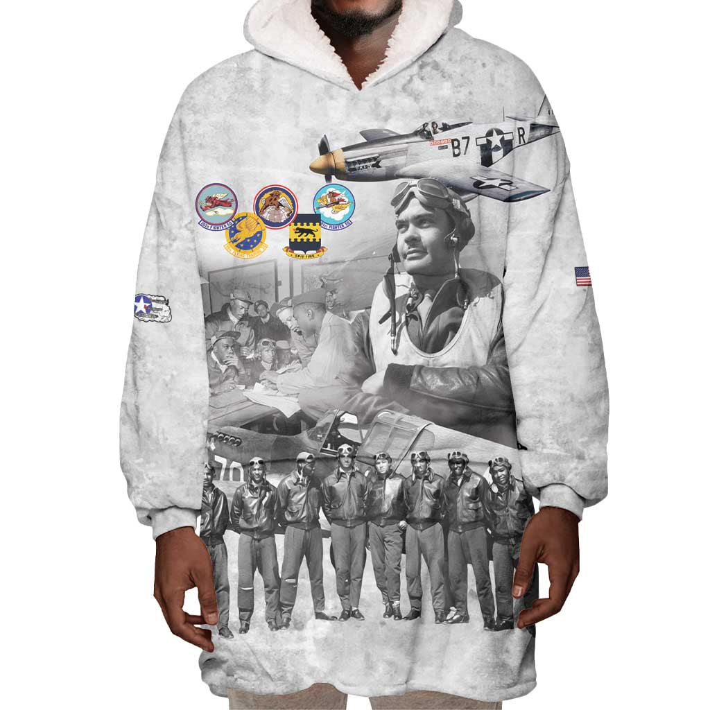 Legends of the Red Tails Wearable Blanket Hoodie Freedom Flyers Retro Style - African Pride