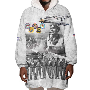 Legends of the Red Tails Wearable Blanket Hoodie Freedom Flyers Retro Style - African Pride