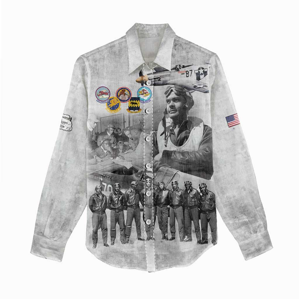 Legends of the Red Tails Women Casual Shirt Freedom Flyers Retro Style - African Pride