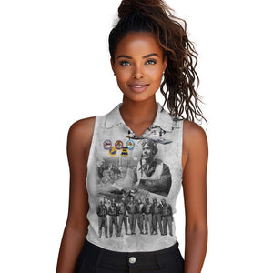Legends of the Red Tails Women Sleeveless Polo Shirt Freedom Flyers Retro Style - African Pride
