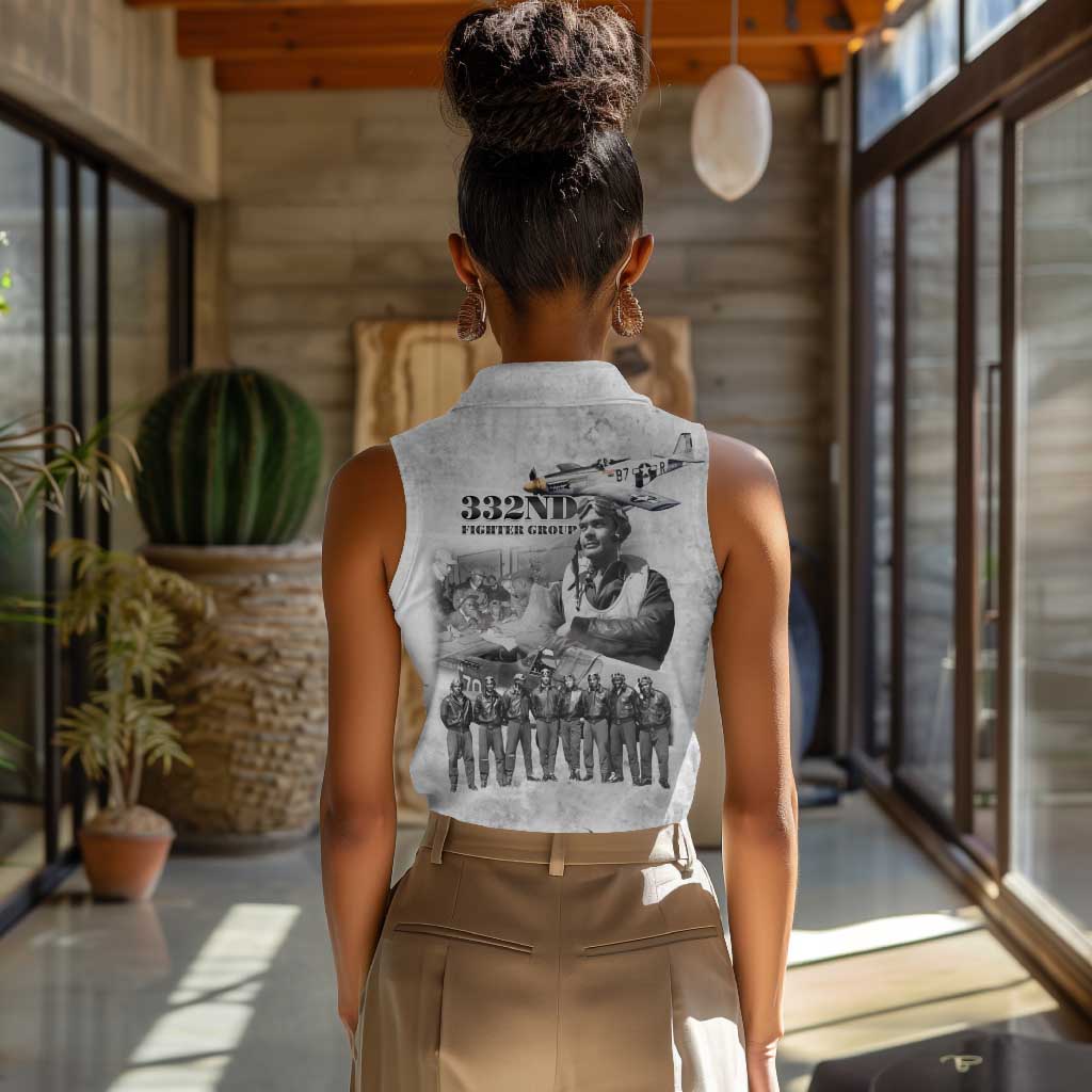 Legends of the Red Tails Women Sleeveless Polo Shirt Freedom Flyers Retro Style - African Pride