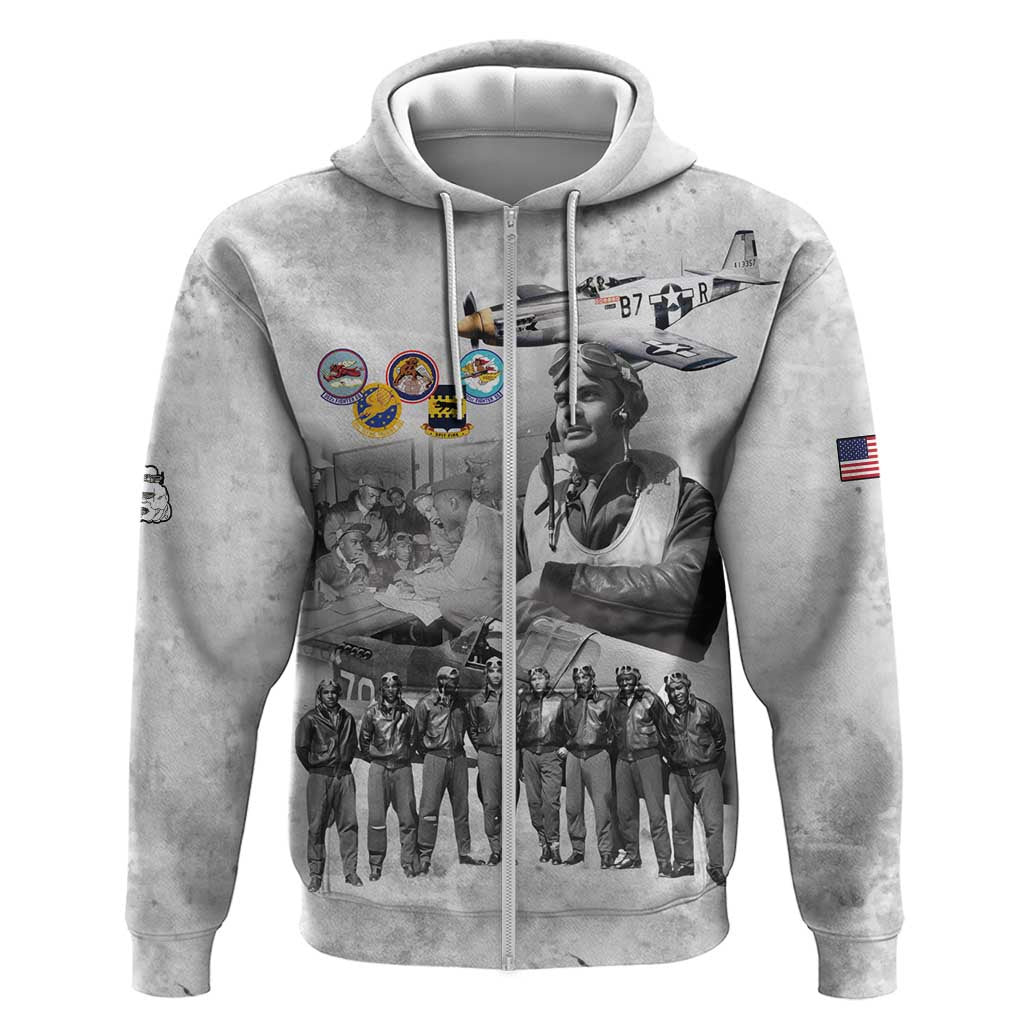 Legends of the Red Tails Zip Hoodie Freedom Flyers Retro Style - African Pride