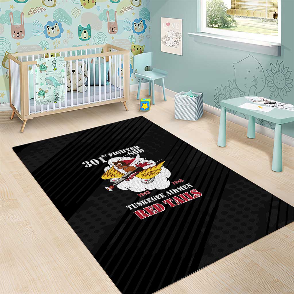 301st Fighter Squadron WWII Area Rug Red Tails Heritage - Black - African Pride