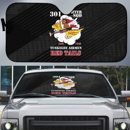 Tuskegee Airmen Red Tails Auto Sun Shade 301st Fighter Squadron - Black