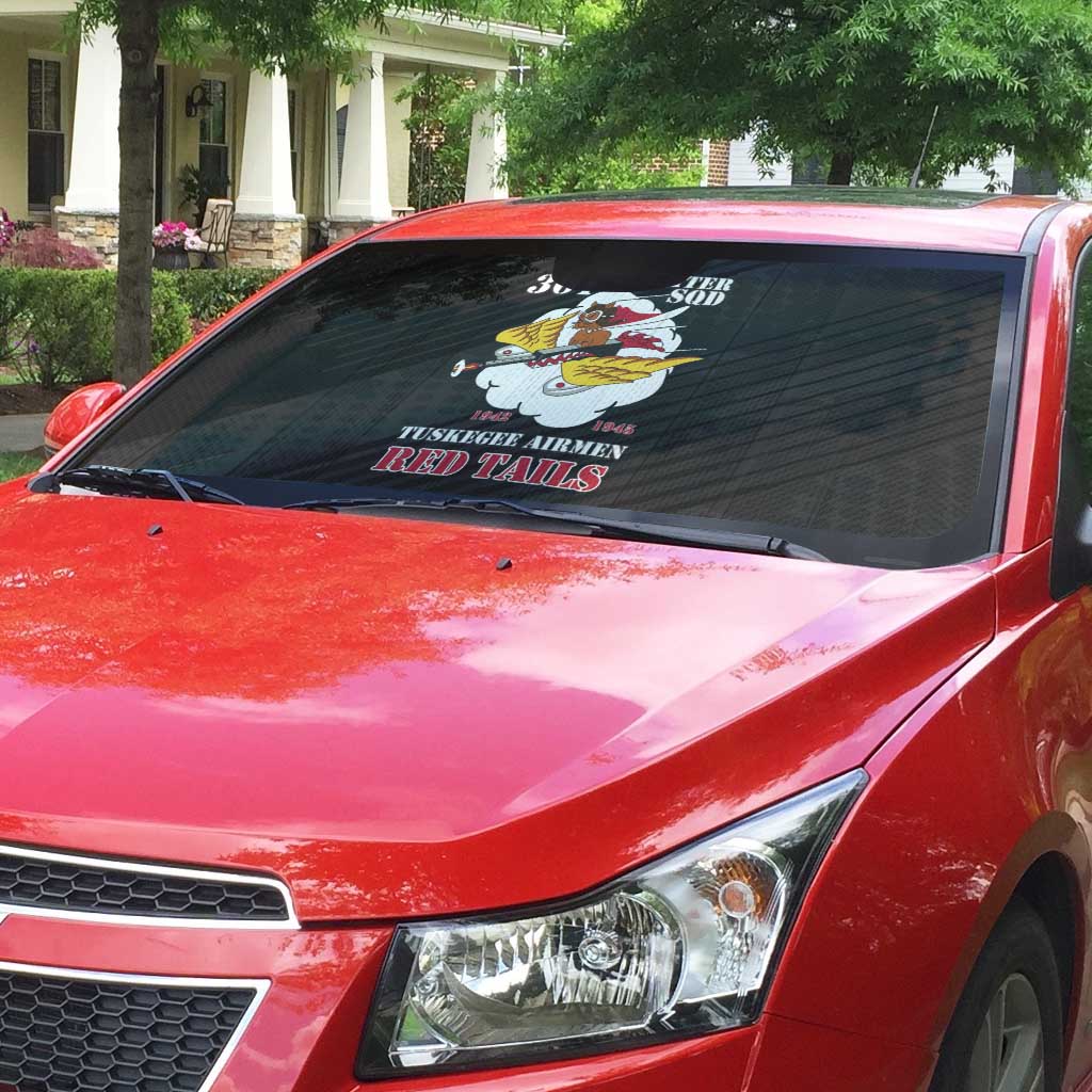 Tuskegee Airmen Red Tails Auto Sun Shade 301st Fighter Squadron - Black