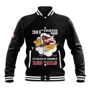 Personalized 301st Fighter Squadron WWII Baseball Jacket Red Tails Heritage - Black - African Pride