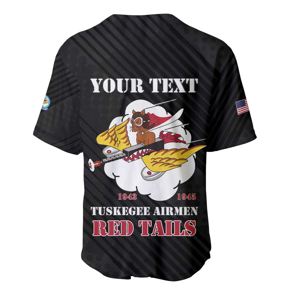 Personalized 301st Fighter Squadron WWII Baseball Jersey Red Tails Heritage - Black - African Pride