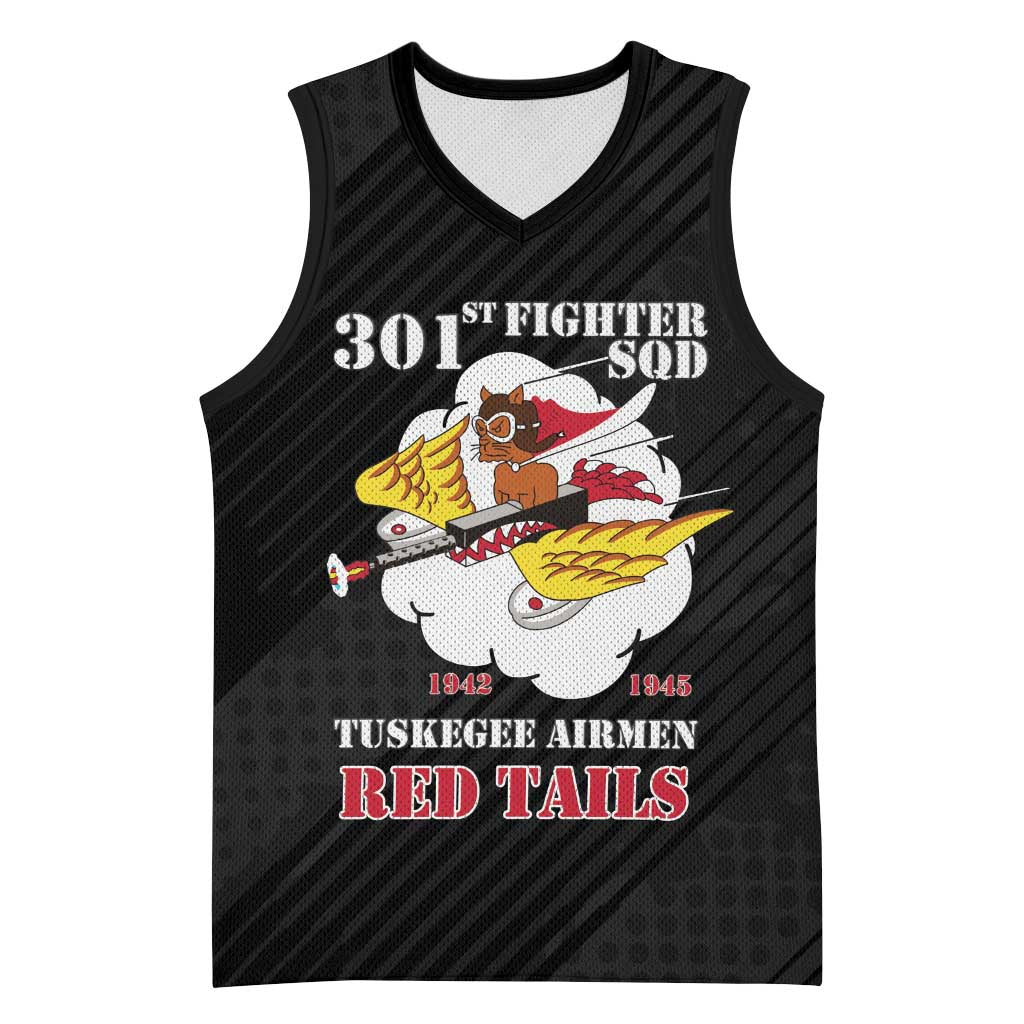 Personalized 301st Fighter Squadron WWII Basketball Jersey Red Tails Heritage - Black LT15