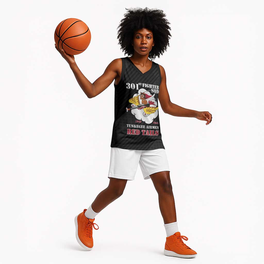 Personalized 301st Fighter Squadron WWII Basketball Jersey Red Tails Heritage - Black LT15