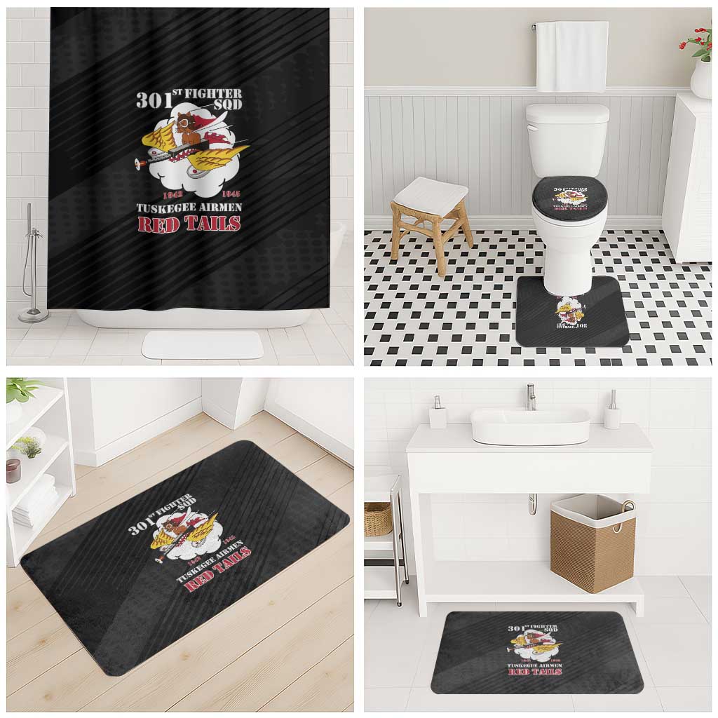 Tuskegee Airmen Red Tails Bathroom Set 301st Fighter Squadron - Black