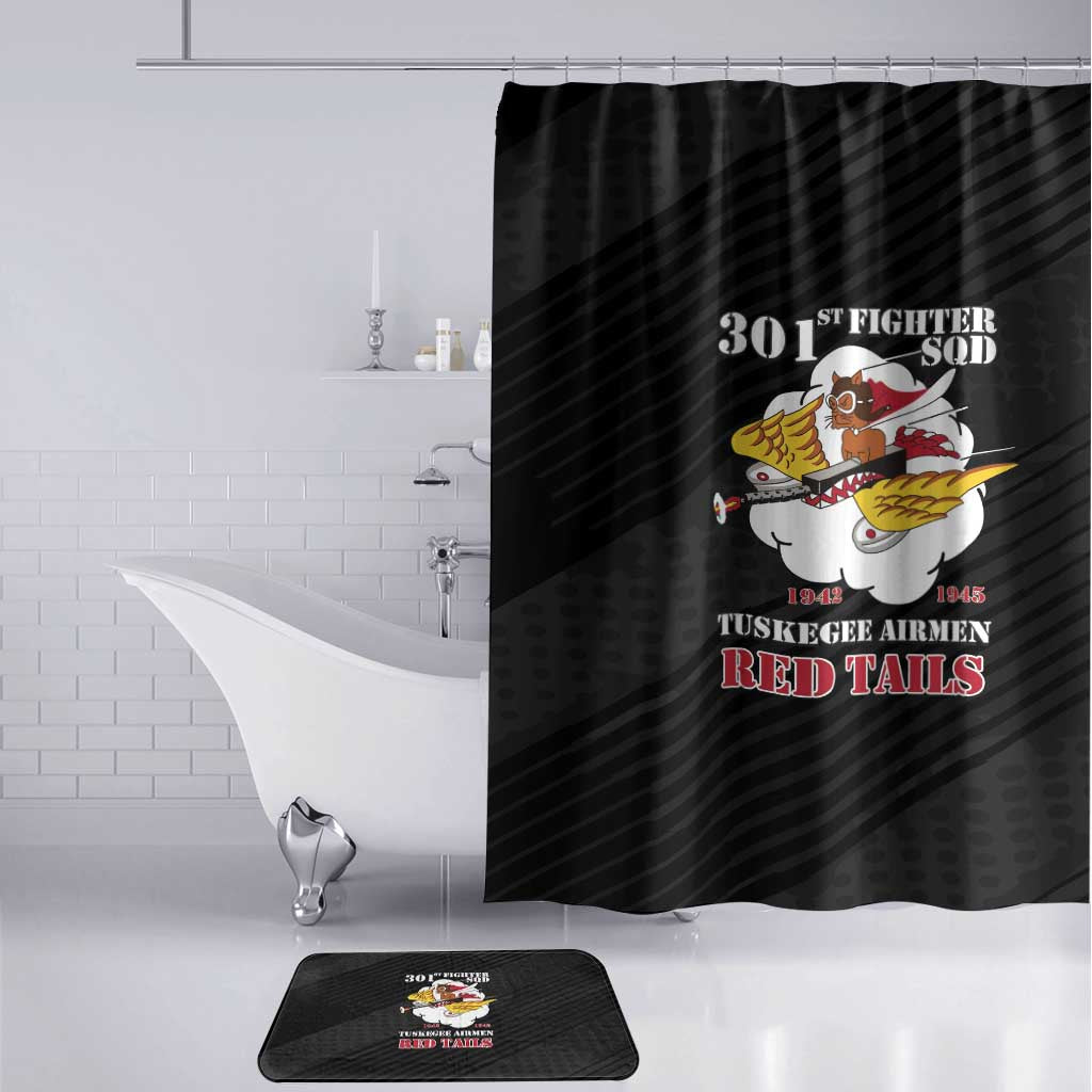 Tuskegee Airmen Red Tails Bathroom Set 301st Fighter Squadron - Black