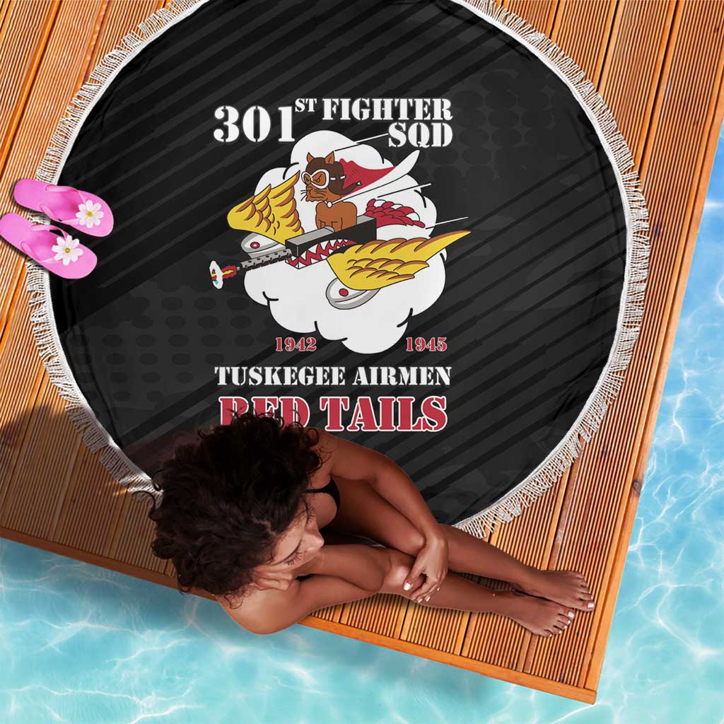 301st Fighter Squadron WWII Beach Blanket Red Tails Heritage - Black - African Pride