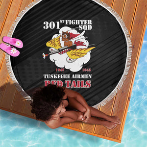 301st Fighter Squadron WWII Beach Blanket Red Tails Heritage - Black - African Pride