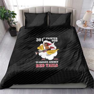 301st Fighter Squadron WWII Bedding Set Red Tails Heritage - Black - African Pride