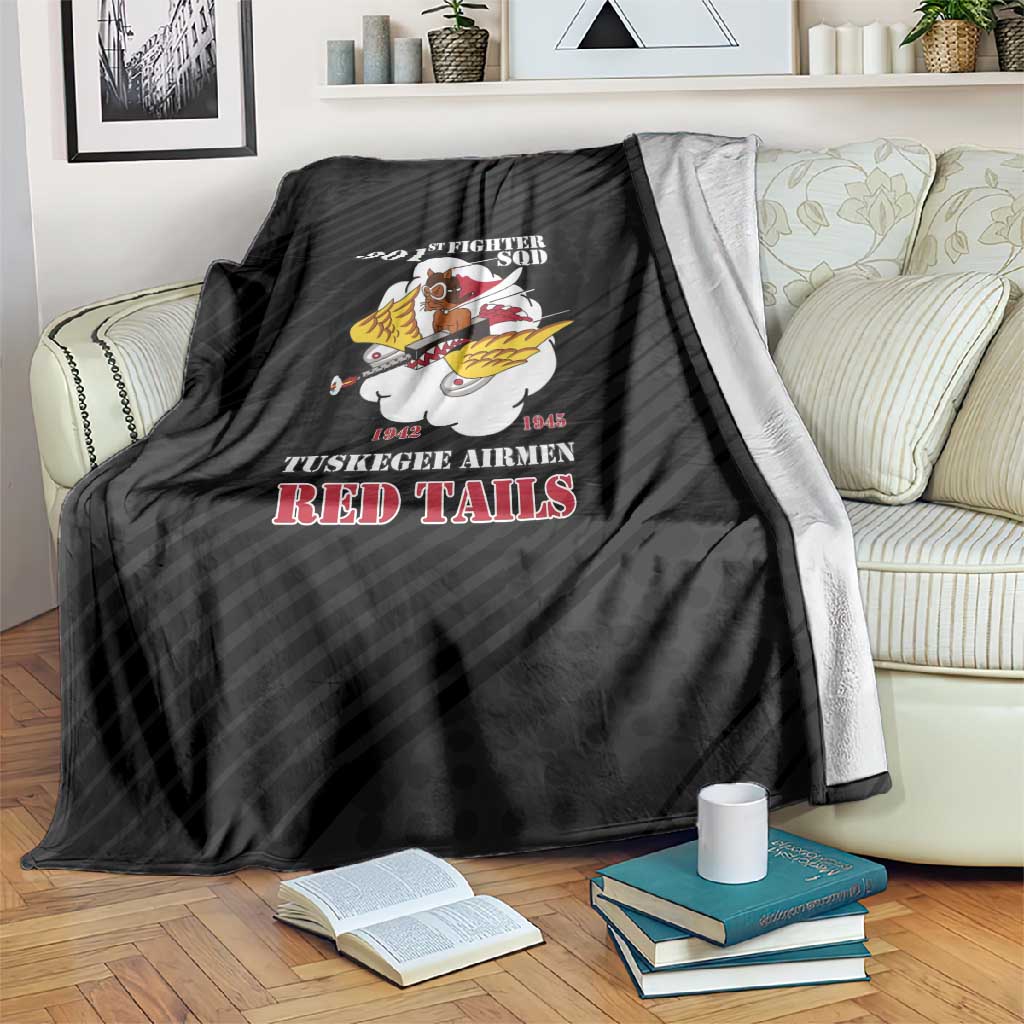 301st Fighter Squadron WWII Blanket Red Tails Heritage - Black - African Pride