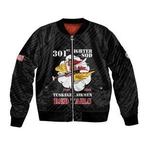 Personalized 301st Fighter Squadron WWII Bomber Jacket Red Tails Heritage - Black - African Pride