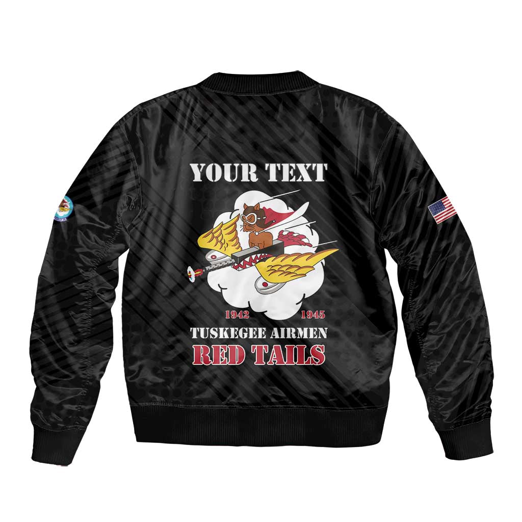 Personalized 301st Fighter Squadron WWII Bomber Jacket Red Tails Heritage - Black - African Pride