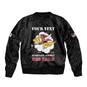 Personalized 301st Fighter Squadron WWII Bomber Jacket Red Tails Heritage - Black - African Pride