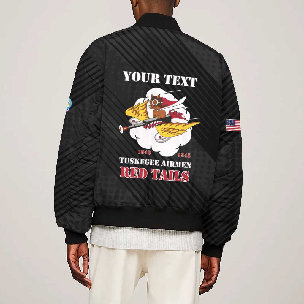 Personalized 301st Fighter Squadron WWII Bomber Jacket Red Tails Heritage - Black - African Pride