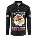 Personalized Tuskegee Airmen Red Tails Button Sweatshirt 301st Fighter Squadron - Black
