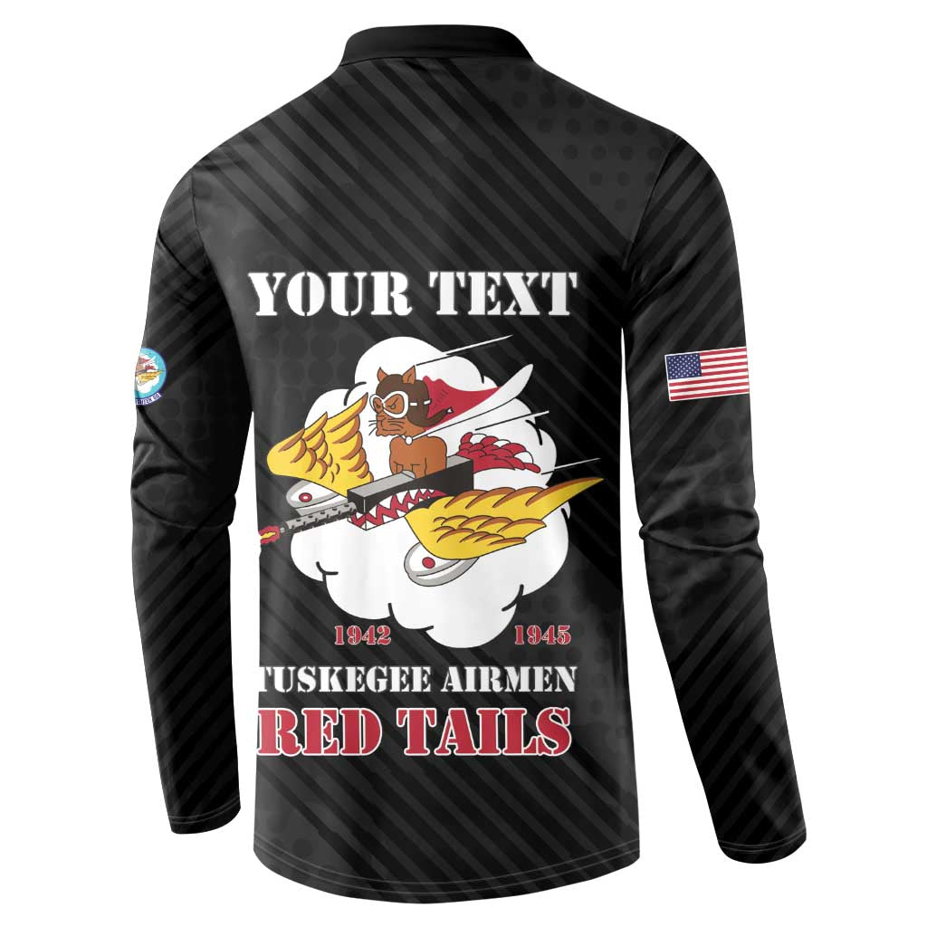 Personalized Tuskegee Airmen Red Tails Button Sweatshirt 301st Fighter Squadron - Black