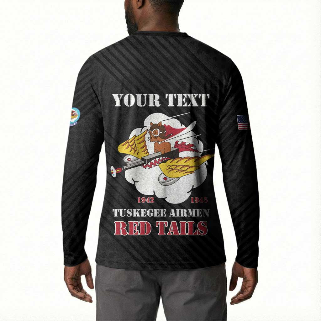 Personalized Tuskegee Airmen Red Tails Button Sweatshirt 301st Fighter Squadron - Black