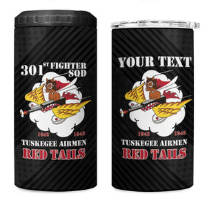 Personalized 301st Fighter Squadron WWII 4 in 1 Can Cooler Tumbler Red Tails Heritage - Black - African Pride