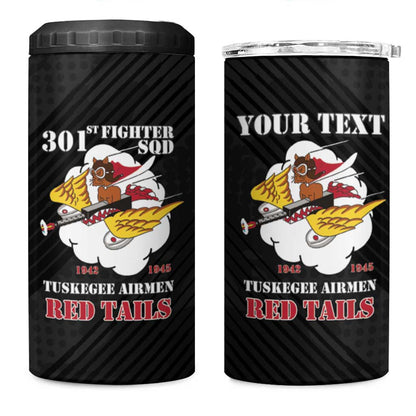 Personalized 301st Fighter Squadron WWII 4 in 1 Can Cooler Tumbler Red Tails Heritage - Black - African Pride