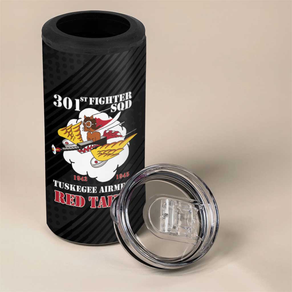 Personalized 301st Fighter Squadron WWII 4 in 1 Can Cooler Tumbler Red Tails Heritage - Black - African Pride
