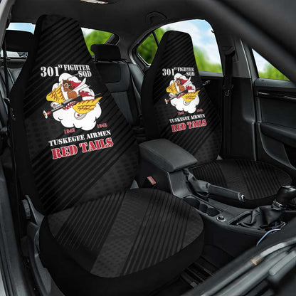 301st Fighter Squadron WWII Car Seat Cover Red Tails Heritage - Black - African Pride