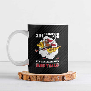 Personalized Tuskegee Airmen Red Tails Ceramic Mug 301st Fighter Squadron - Black
